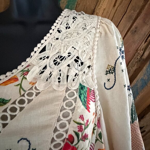 NWT Farm Rio Toucan's Garden print empbroidered one sleeve mini dress Sz M - Picture 13 of 16